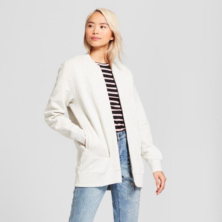 Women's Fleece Bomber Jacket - Who What Wear Gray
