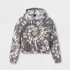 Girls' Cozy Hoodie - Art Class Charcoal Gray Tie-dye