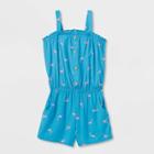 Girls' Sleeveless Printed Romper - Cat & Jack Turquoise