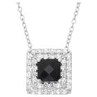 Target Square-cut Black Onyx Accented Pendant In Sterling