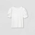 Women's Slim Fit Puff Short Sleeve Round Neck T-shirt - A New Day White