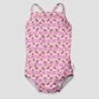 I Play By Green Sprouts Baby Girls' 1pc Classic Swimsuit With Built-in Swim Diaper - Watermelon Stripe Light Pink 6m, Infant Girl's, Size: