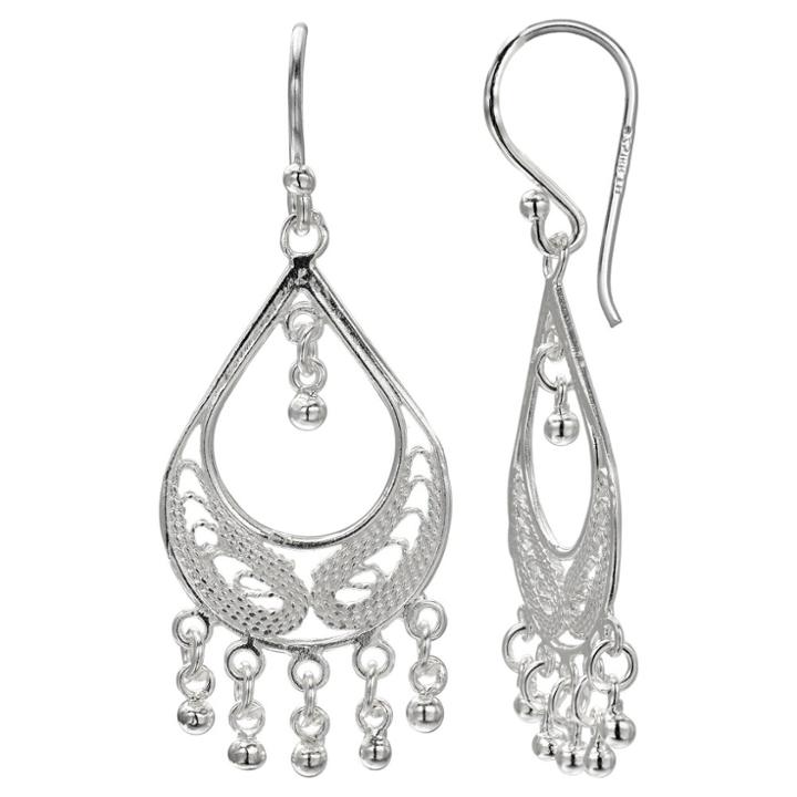 Treasure Lockets Filigree Teardrop Earrings In Sterling Silver -