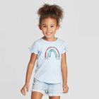 Petitetoddler Girls' Short Sleeve Sequin Rainbow T-shirt - Cat & Jack Blue 12m, Toddler Girl's