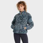 Women's Leopard Print Sherpa 1/2 Zip Pullover - Joylab Assorted Cools