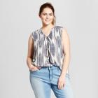 Women's Plus Size Printed Sleeveless Top - Xhilaration Navy