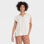 Women's Flutter Short Sleeve Top - Knox Rose White