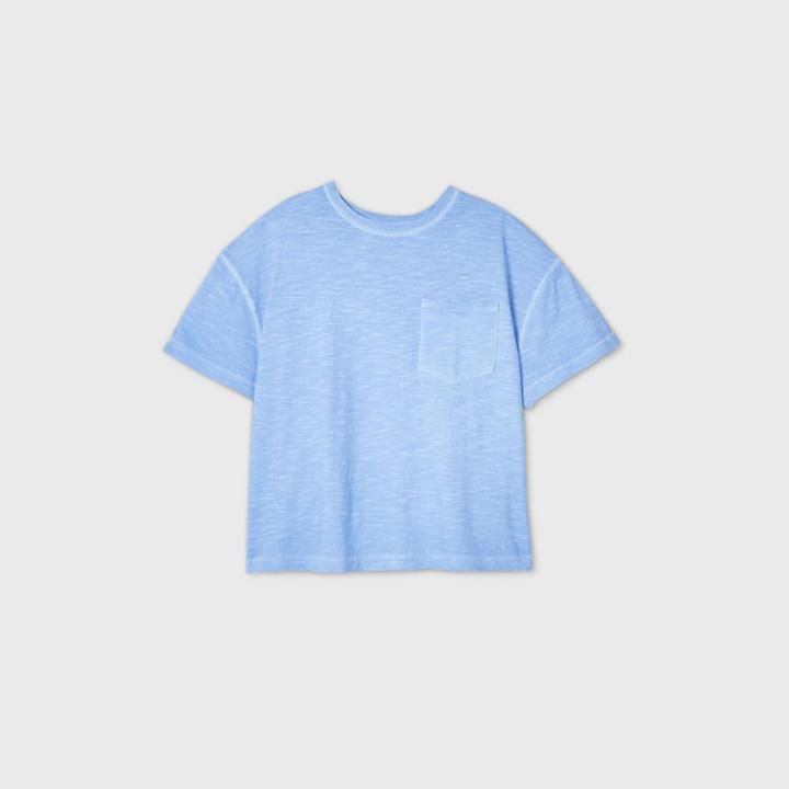 Women's Short Sleeve Boxy T-shirt - Universal Thread Blue