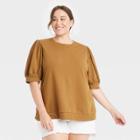 Women's Plus Size Short Sleeve French Terry Sweatshirt - Ava & Viv Green