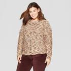 Women's Plus Size Long Sleeve Subtle Shine Pullover Sweater - Universal Thread Brown X