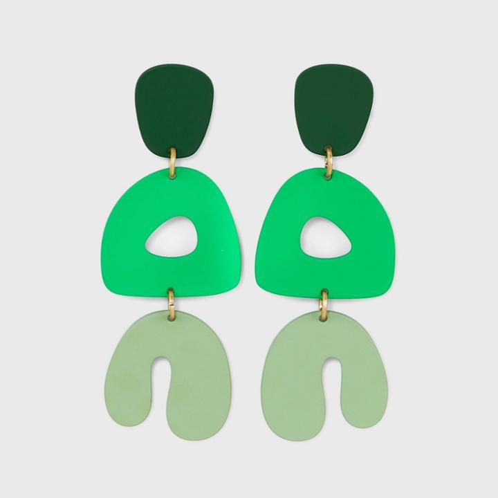Abstract Geometric Post Drop Earrings - Universal Thread Green