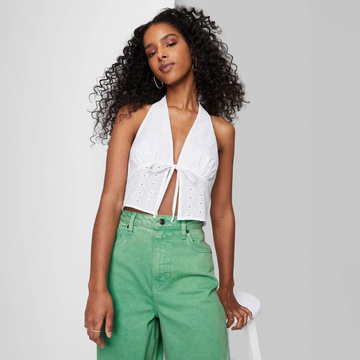 Women's Sleeveless Halter Fly Away Top - Wild Fable White