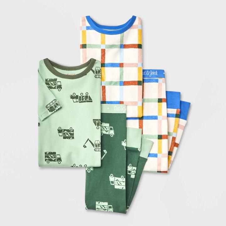 Toddler Boys' 4pc Truck & Cars Tight Fit Pajama Set - Cat & Jack Green