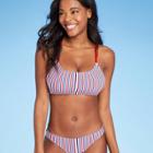 Juniors' Ribbed Bralette Bikini Top - Xhilaration Red/white/blue Stripe D/dd Cup