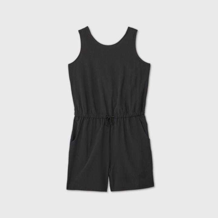 Girls' Stretch Woven Romper - All In Motion Black