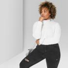 Women's Plus Size Fuzzy Crop Mock Neck Sweater - Wild Fable Fresh White