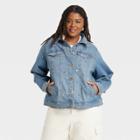 Women's Plus Size Denim Jacket - Universal Thread Medium Wash Floral