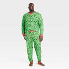 Men's Big & Tall Santa Print Matching Family Pajama Set - Wondershop Green