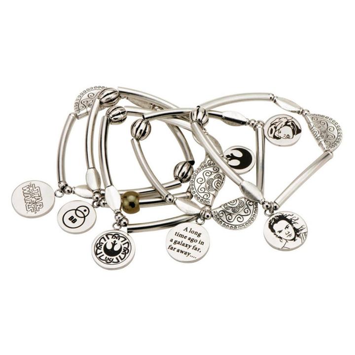 Women's Disney Star Wars Episode 7 Lead Hero Rey Stainless Steel Stretchable Charm Bracelet