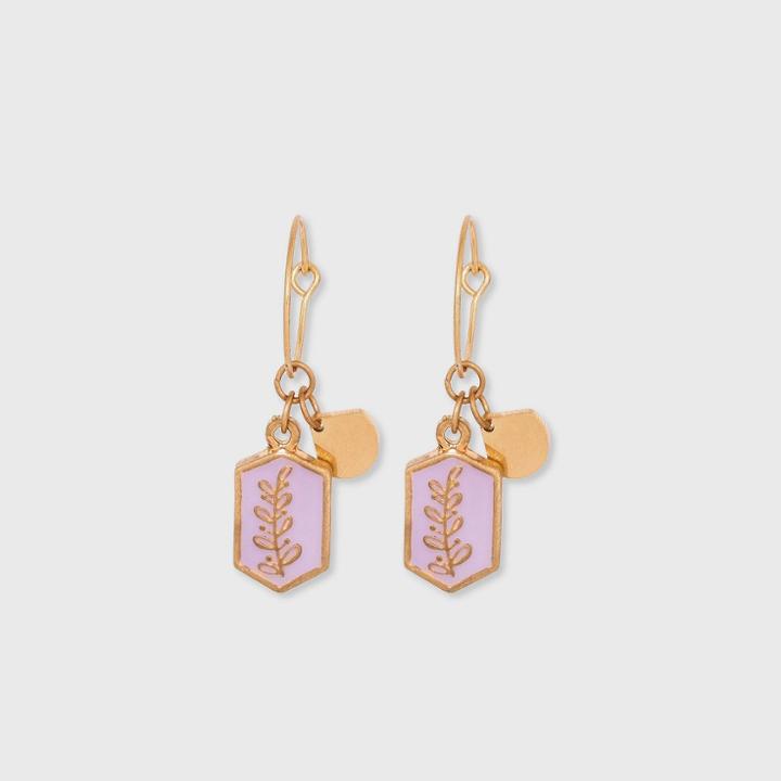 Raised Flower Pattern Charm Hoop Earrings - Universal Thread