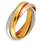 West Coast Jewelry Tri-color Stainless Steel Intertwined Triple Band Ring (8), Pink Gold