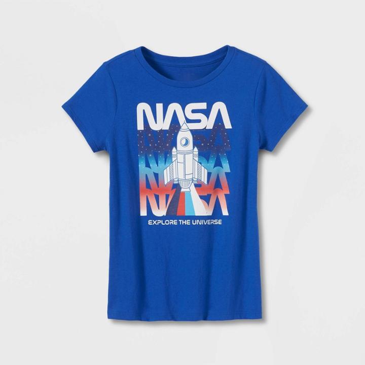 Girls' Nasa Short Sleeve Graphic T-shirt - Blue