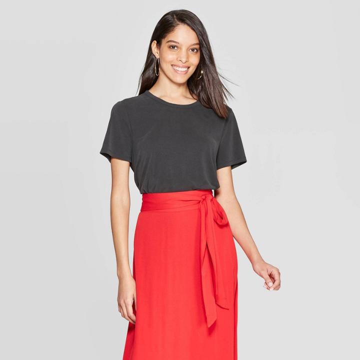 Women's Easy Fit Short Sleeve Crewneck T-shirt - A New Day Black