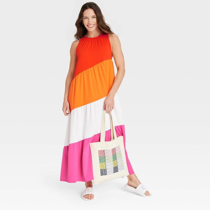 No Brand Pride Adult Lesbian Flag Sleeveless Shirtdress -