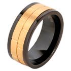 Men's West Coast Jewelry Goldtone Two-tone Stainless Steel Dual Spinner Ring (11), Black Gold