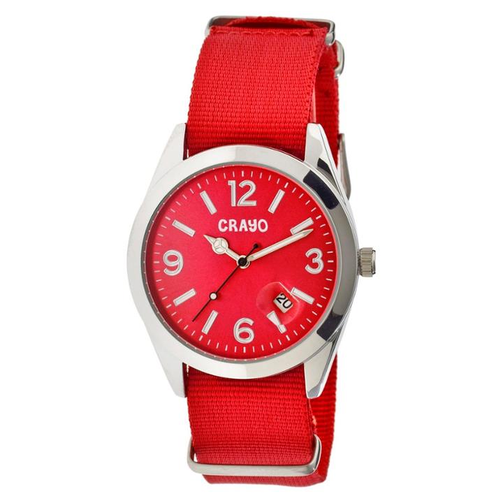 Women's Crayo Sunrise Watch With Nylon Strap And Luminous Hands- Red
