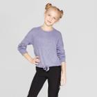 Girls' Long Sleeve Cinched Bottom T-shirt - Art Class Purple