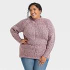 Women's Plus Size Mock Turtleneck Tunic Sweater - Ava & Viv Purple X