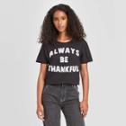Modern Lux Women's Always Be Thankful Short Sleeve Graphic T-shirt - Black