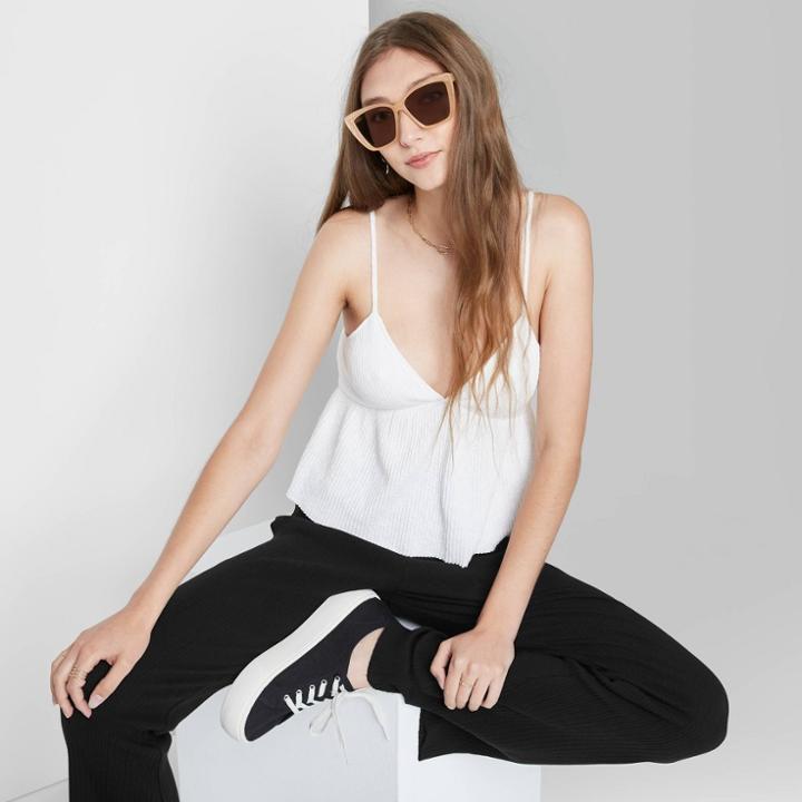Women's Cropped Peplum Tank Top - Wild Fable White