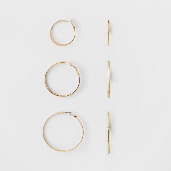 Hoop Earring Set 3ct - A New Day Gold