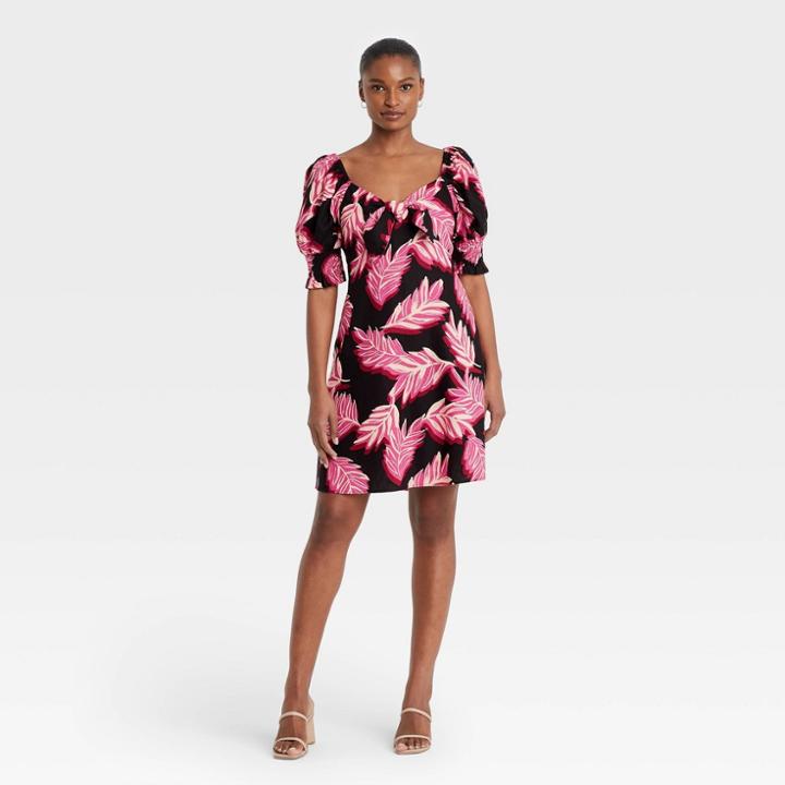 Women's Puff Elbow Sleeve Dress - Who What Wear Black