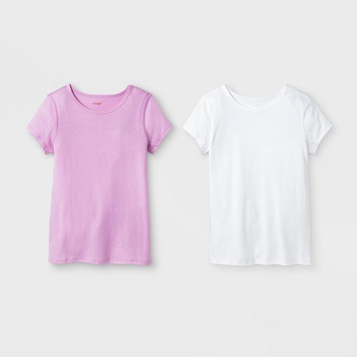 Petitegirls' 2pk Adaptive Short Sleeve T-shirt - Cat & Jack White/pink