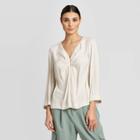 Women's Long Sleeve V-neck Blouse - Prologue Gray