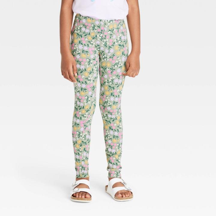 Girls' Floral Leggings - Cat & Jack Green