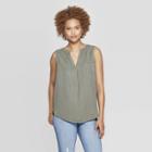 Women's V-neck Tank Top With Lace Back - Knox Rose Green