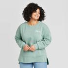Women's Plus Size Crewneck Fleece Tunic Sweatshirt - Universal Thread Teal 1x, Women's, Size: