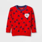 Toddler Boys' Valentine's Day Hearts Fleece Crew Neck Sweatshirt - Cat & Jack Red