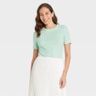 Women's Short Sleeve Rib T-shirt - A New Day Mint