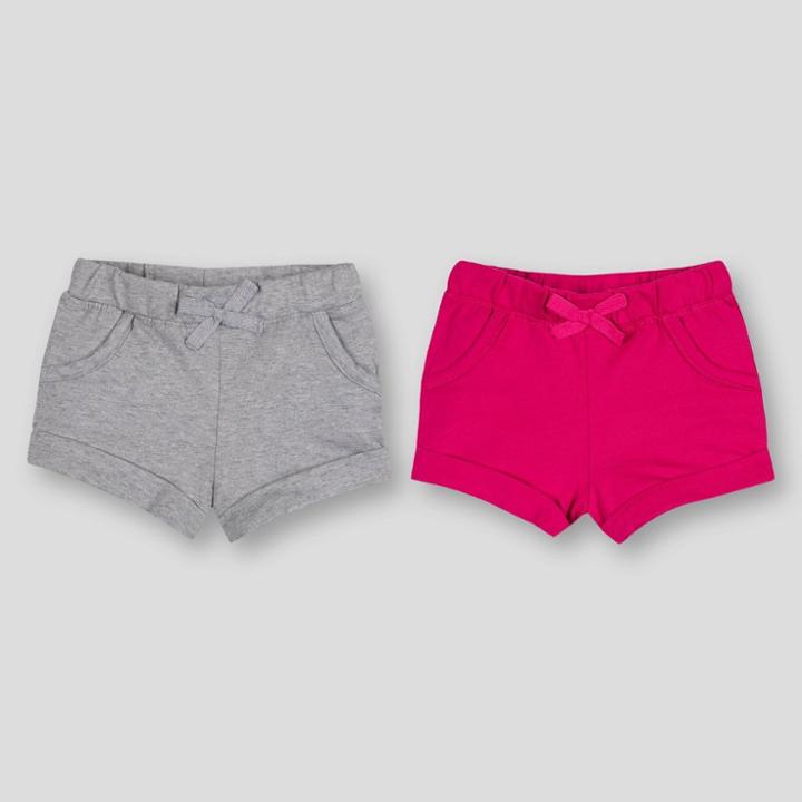 Lamaze Baby Girls' 2pk Organic Shorts - Gray/pink Newborn