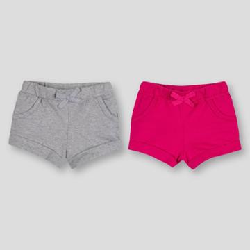Lamaze Baby Girls' 2pk Organic Shorts - Gray/pink Newborn