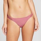 Women's Lace Inset High Waist Bikini Bottom - Xhilaration Berry