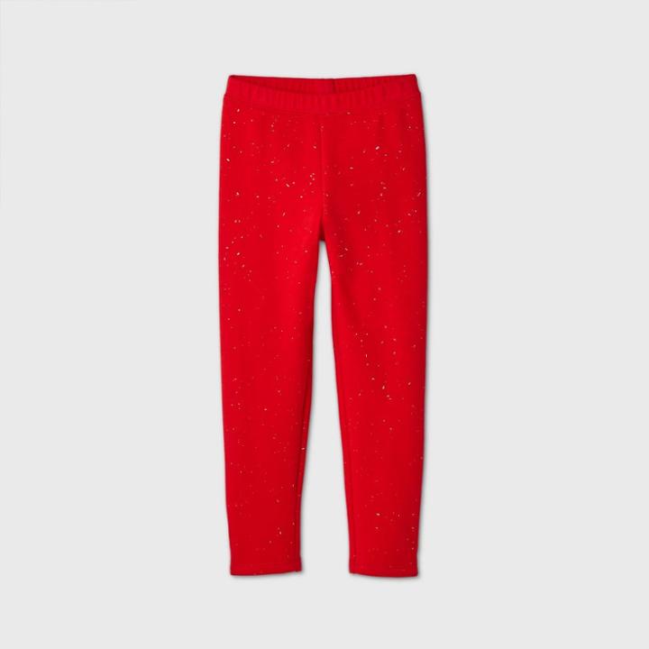 Toddler Girls' Sparkle Cozy Leggings - Cat & Jack Red