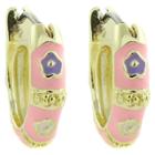 Distributed By Target Ellen 18k Gold Overlay Enamel Flower Design Hoop Earrings - Pink, Girl's