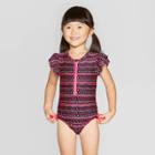 Toddler Girls' Flutter Sleeve One Piece Swimsuit - Cat & Jack Black