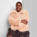 Women's Plus Size Faux Fur Jacket - Wild Fable Blush Pink